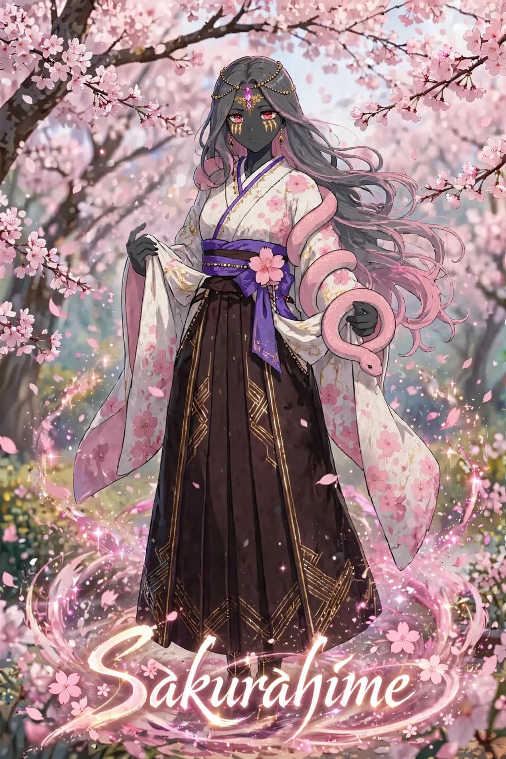 Sakurahime with Sakura Trees