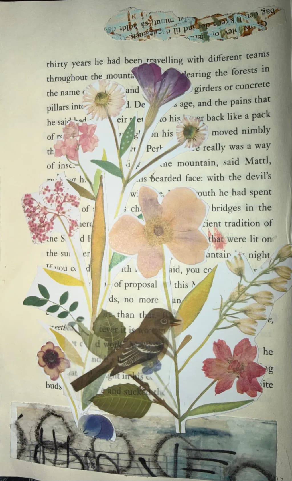 Bird and Floral Collage