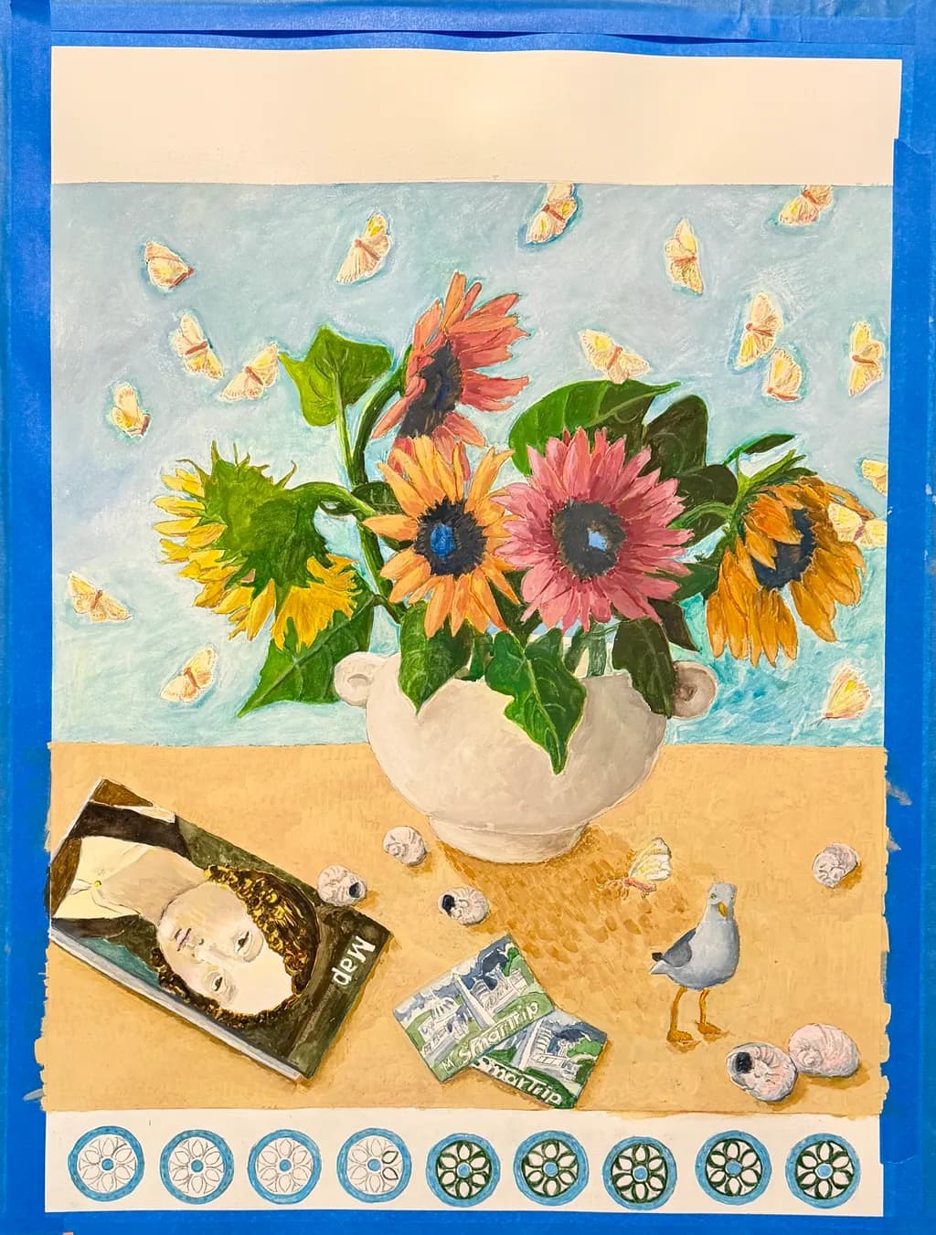Sunflowers and Seagull
