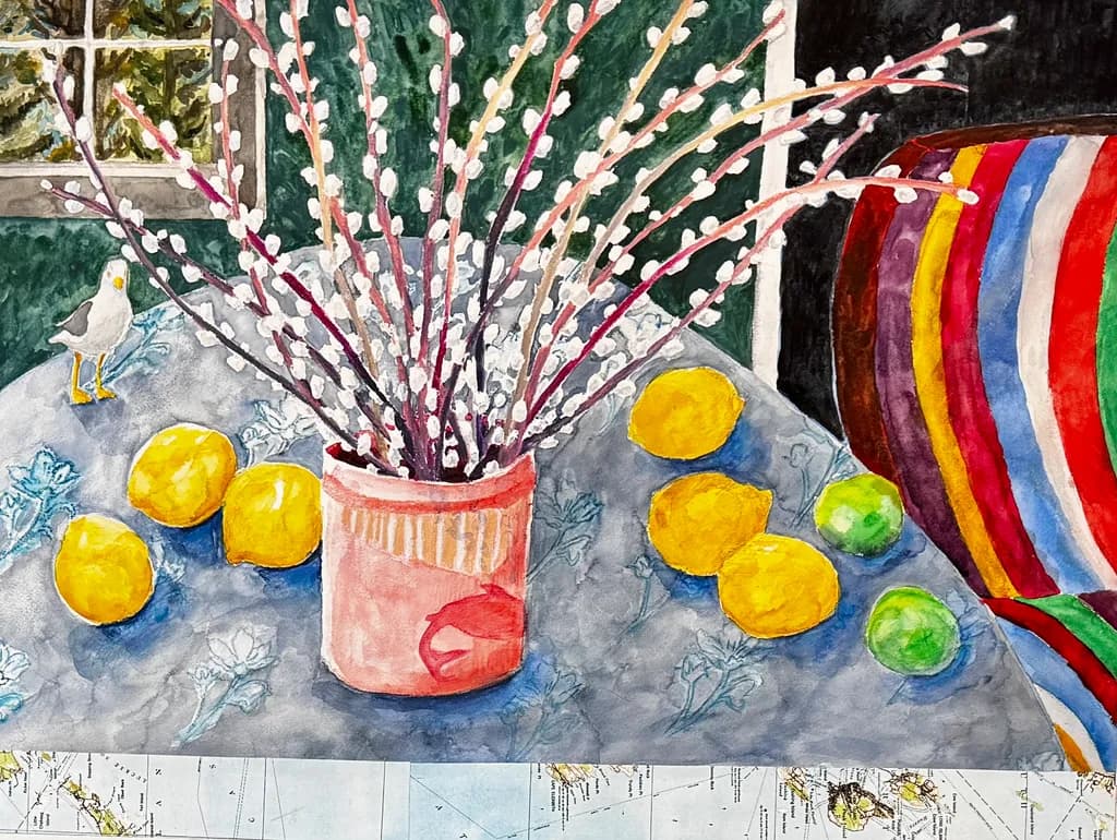 Tabletop Lemons and Pussywillows