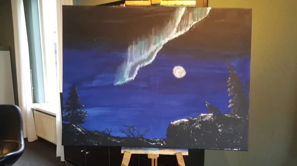 Night Sky with Moon and Trees