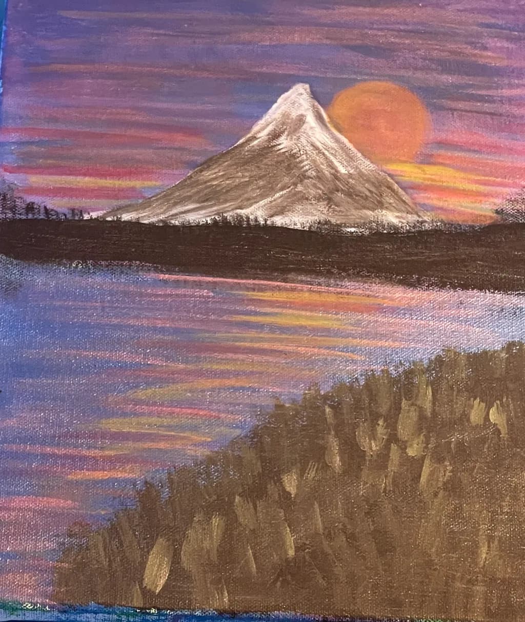 Sunset Over Mountain Lake