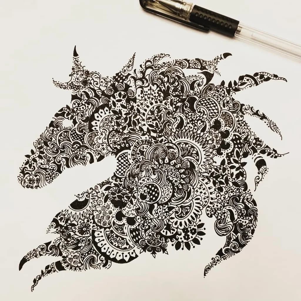 Abstract Patterned Ink Drawing