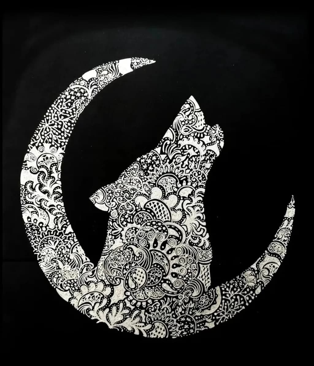 Wolf and Moon Mandala