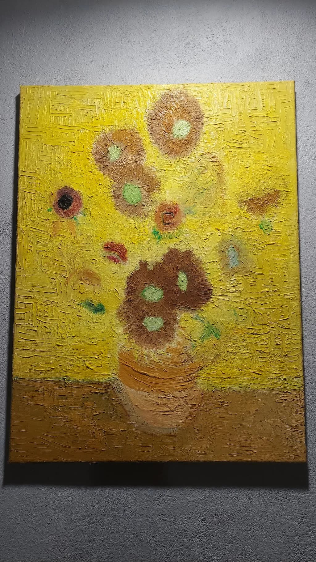 Van Gogh sunflowers oil, unfinished