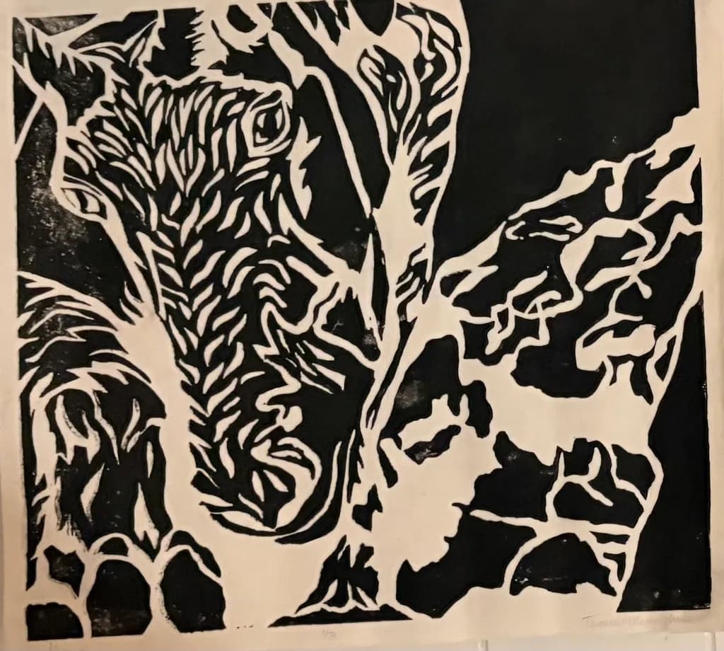 Tiger and Rabbit Linocut