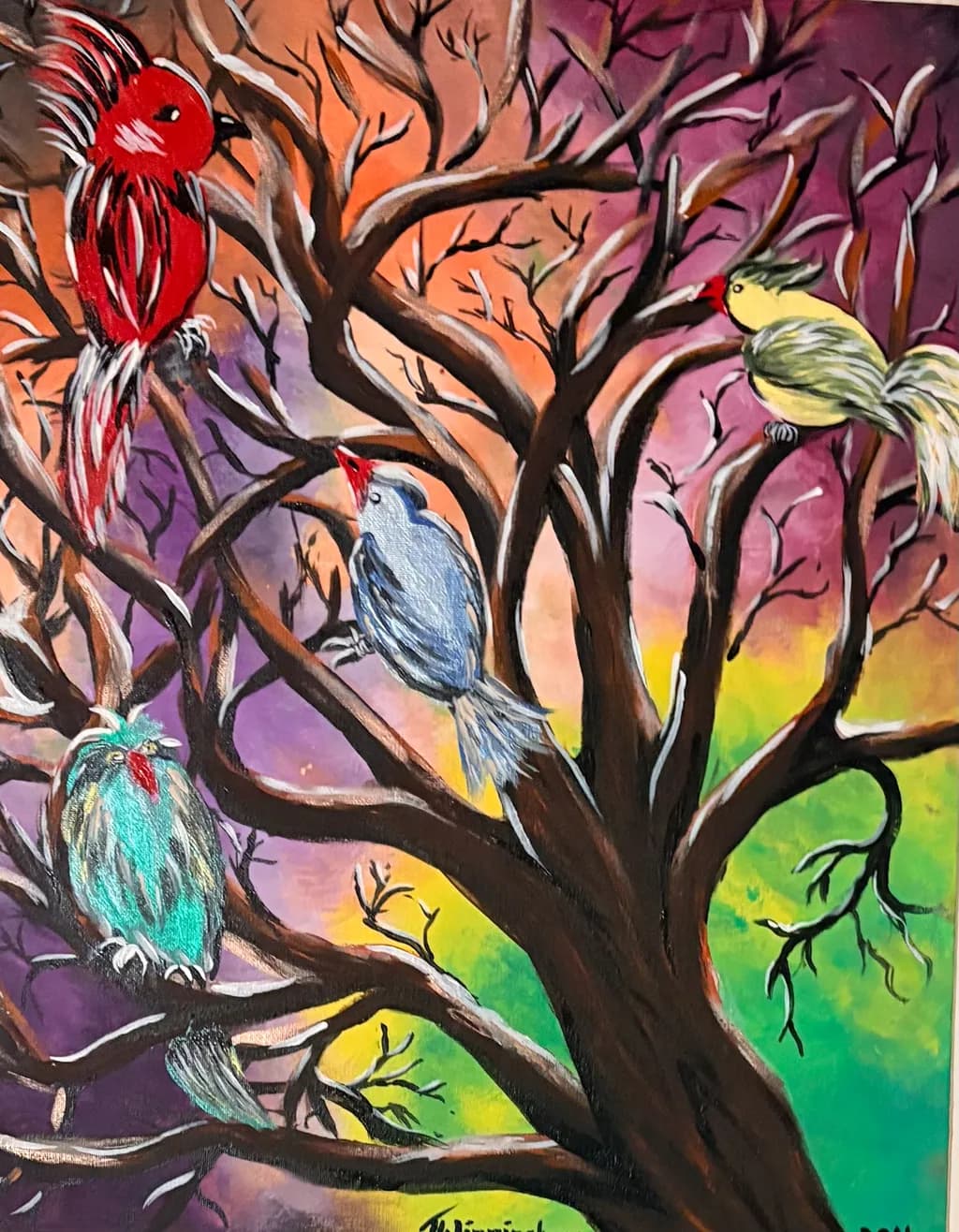 Birds in the Painted Tree