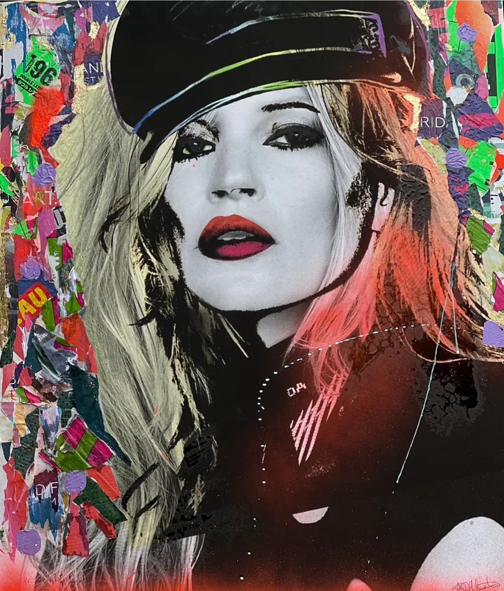 Collage Portrait in Red and Black