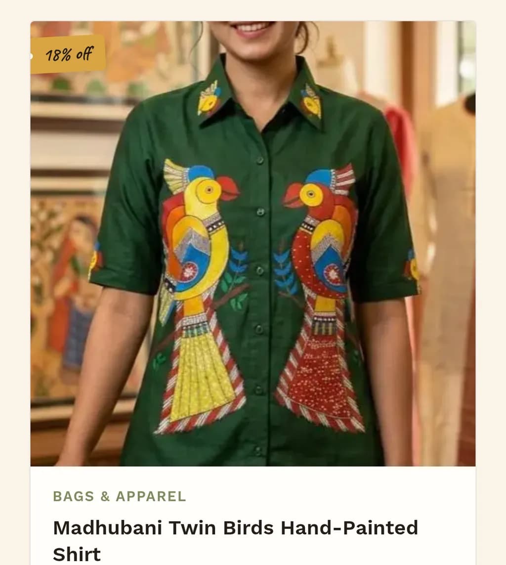 Madhubani Twin Birds Shirt