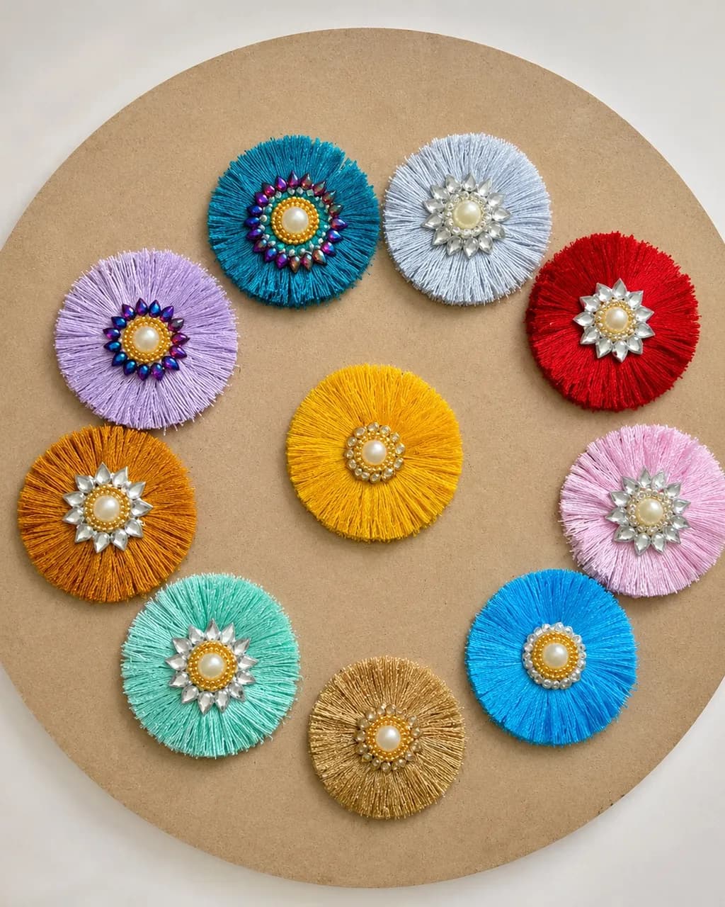 Bejeweled Threaded Medallions