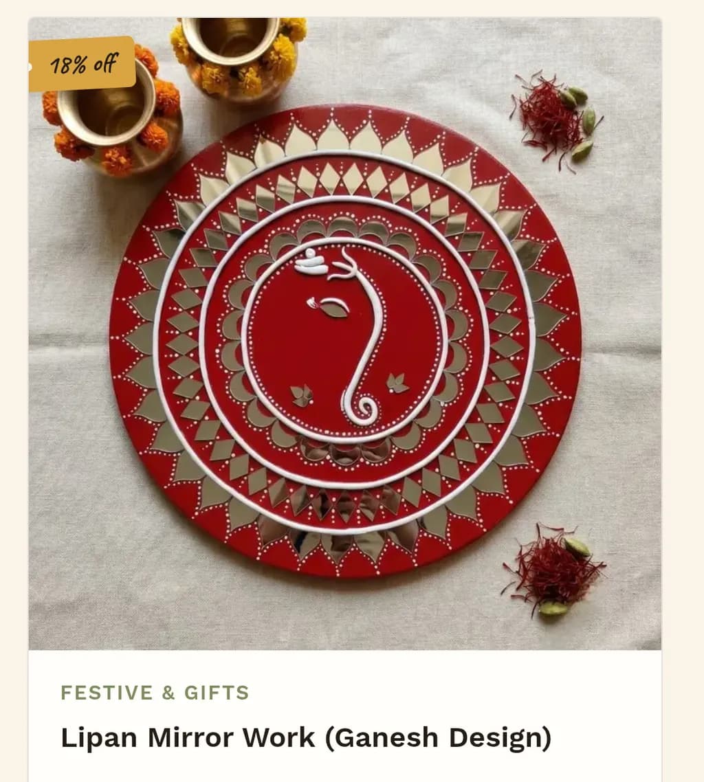 Lipan Mirror Work Ganesh Design