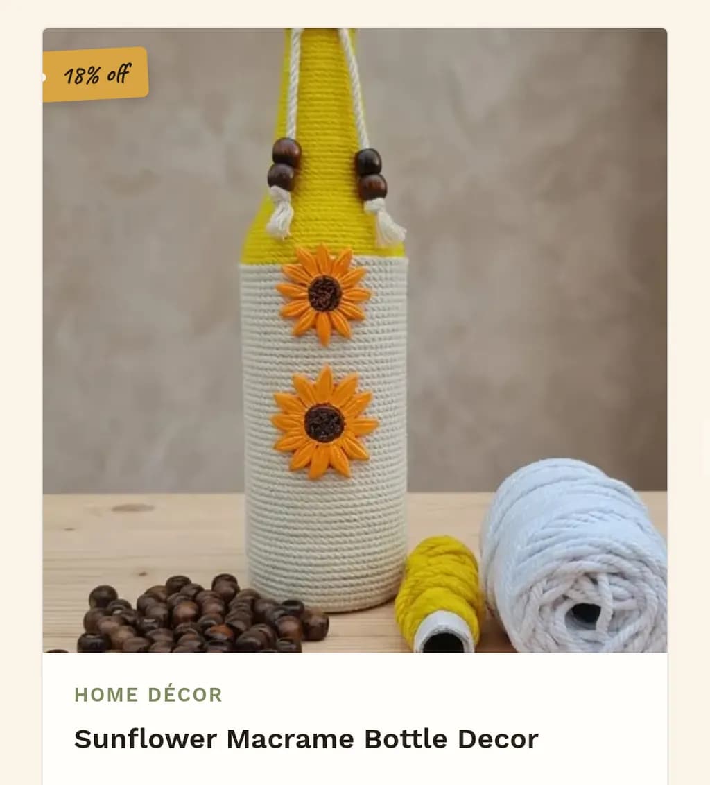 Sunflower Macramé Bottle Décor