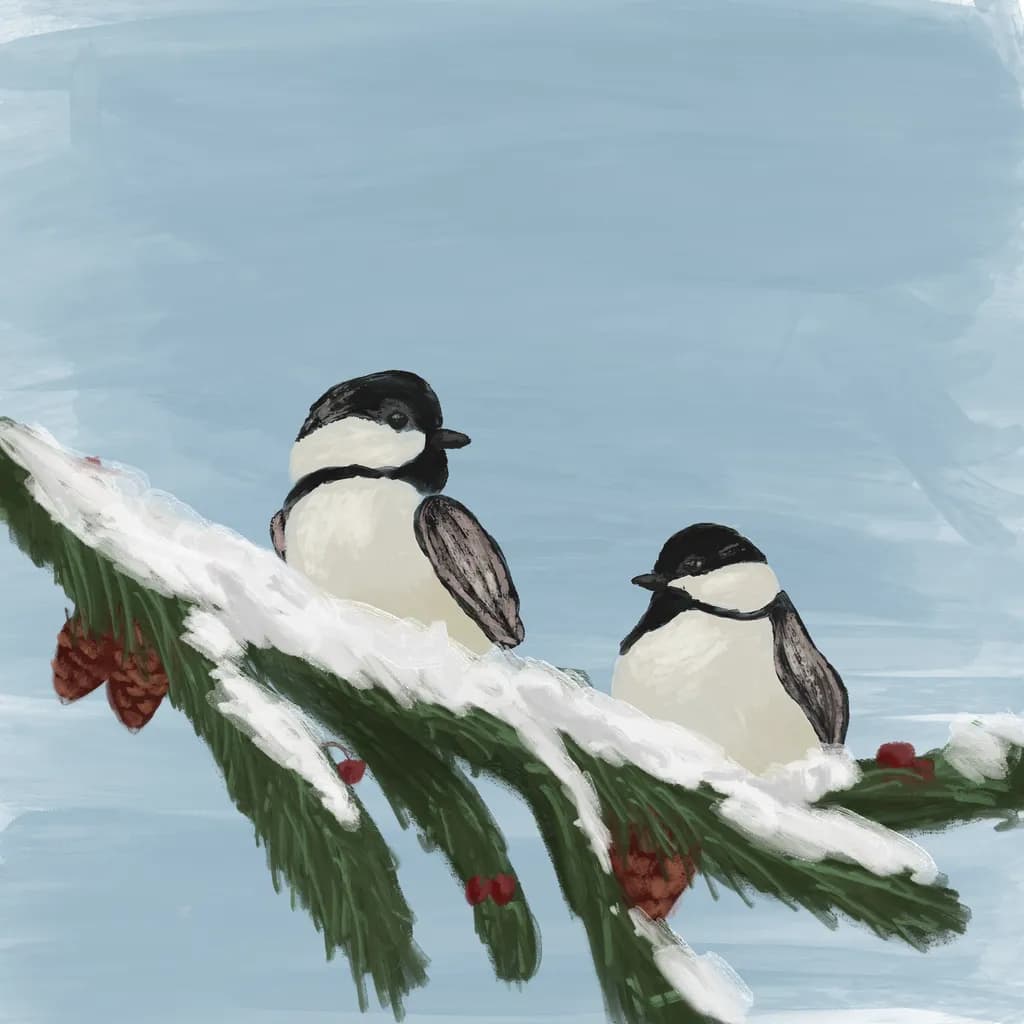 Snowy Chickadee Pair