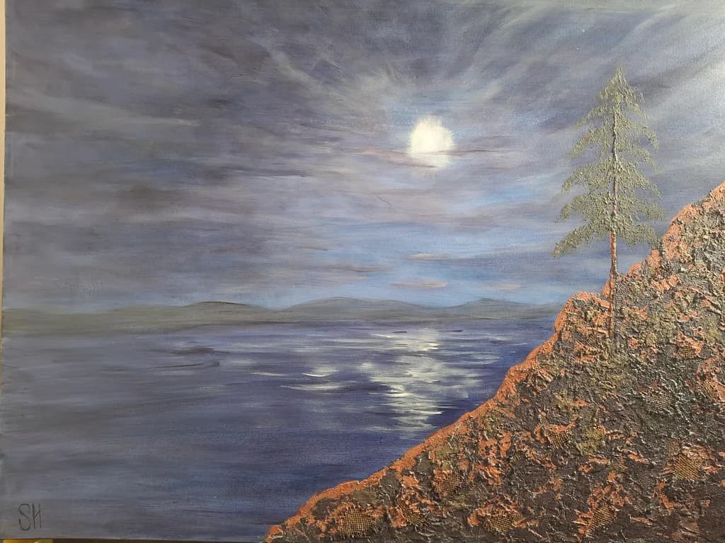 Moonlit Cliff and Pine