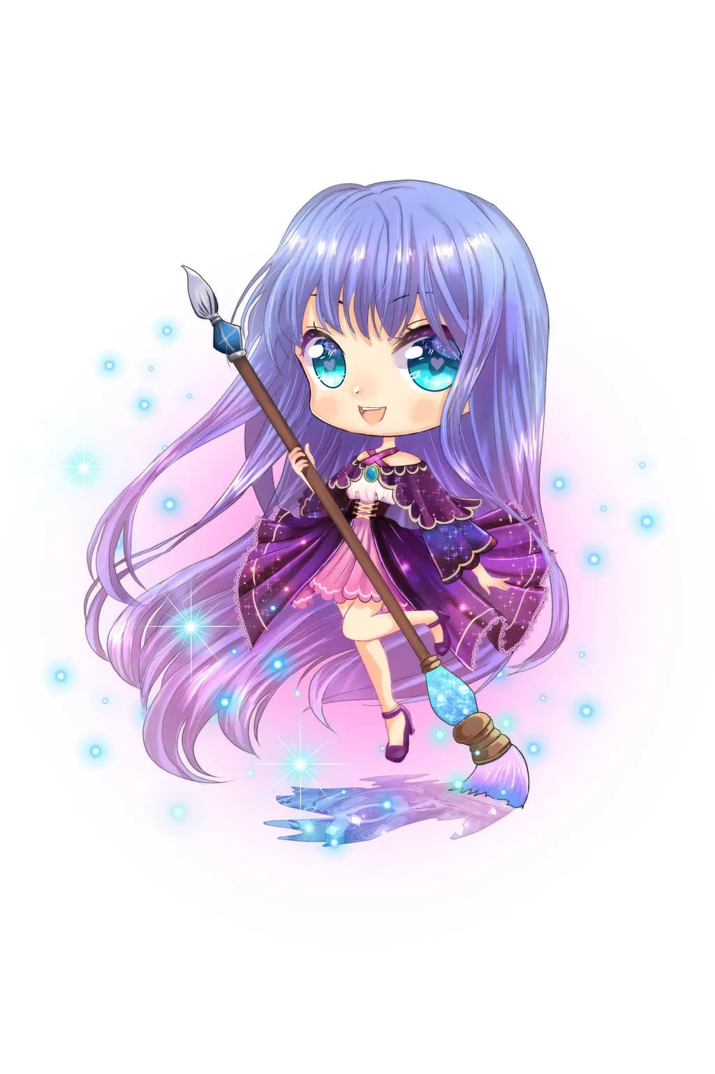Lavender Broom Witch