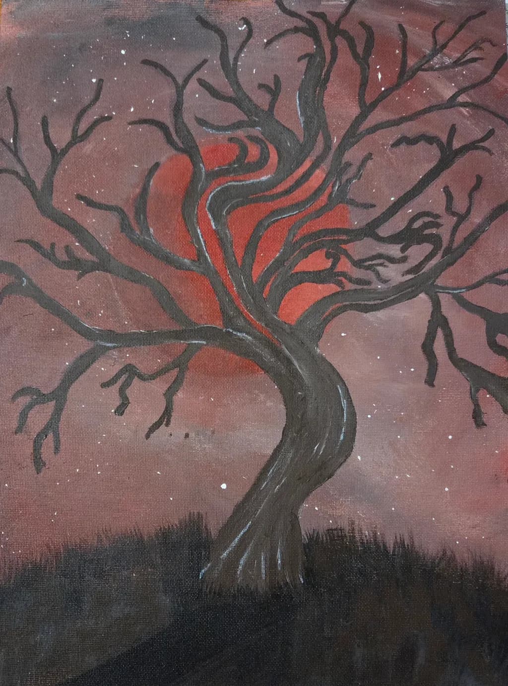 Crimson Tree at Night