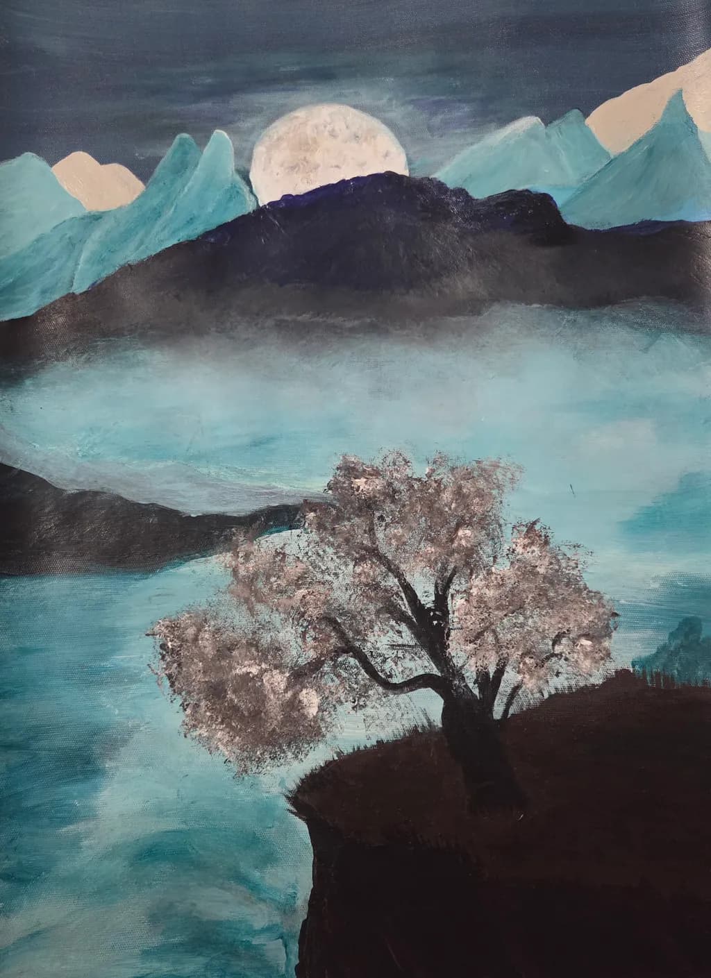 Moonlit Mountain Tree