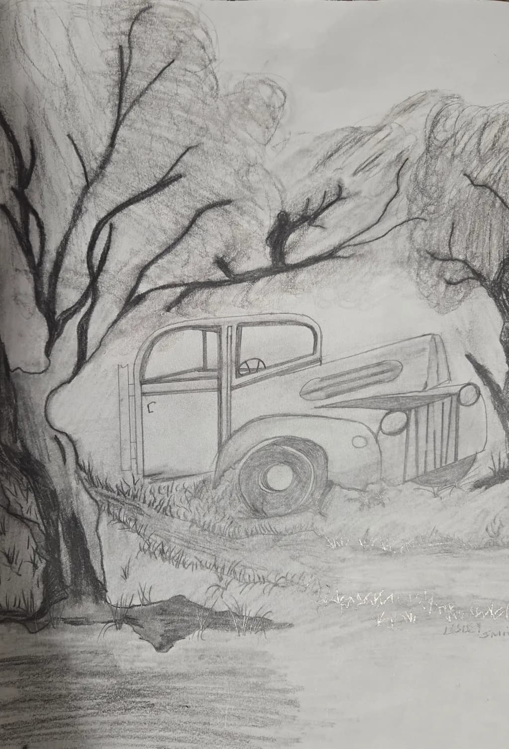 Vintage Jeep Under Trees
