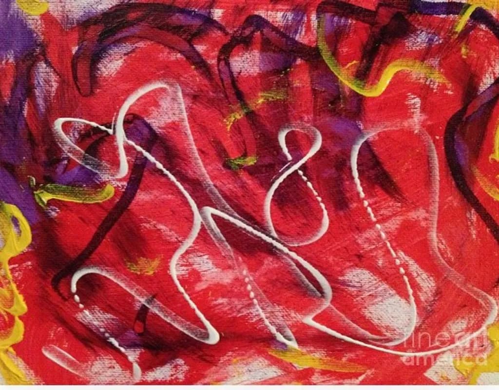 Crimson Linework Abstract