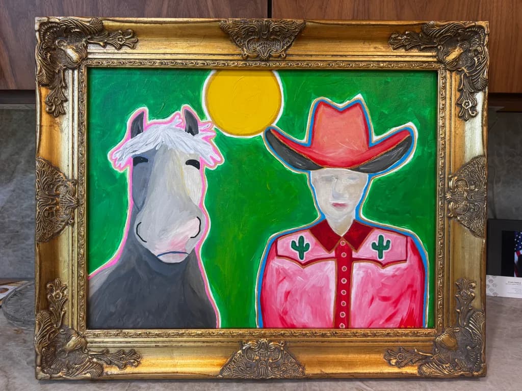 Cowboy and Horse Under the Sun