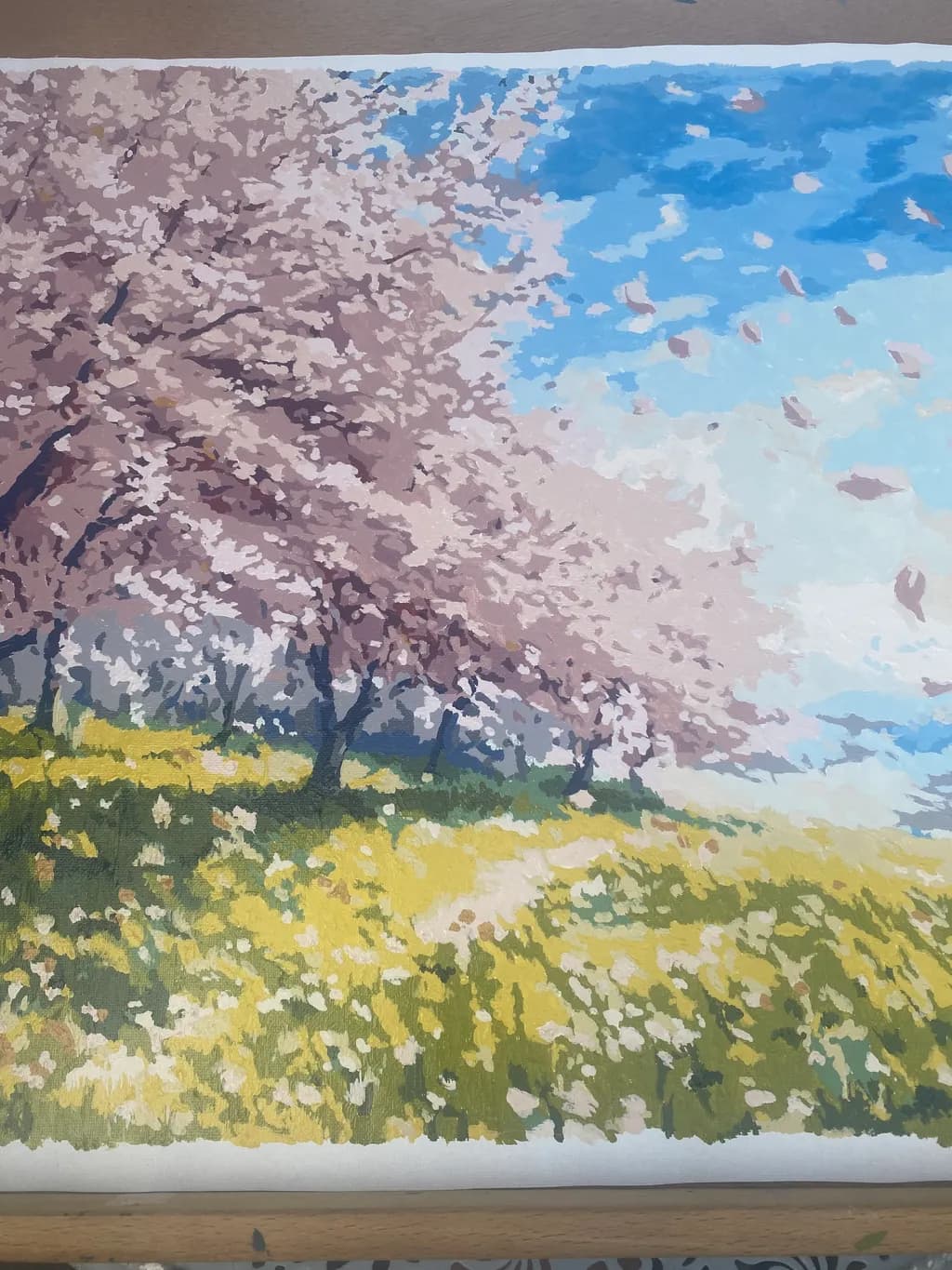 Blossoming Meadow Under Blue Sky
