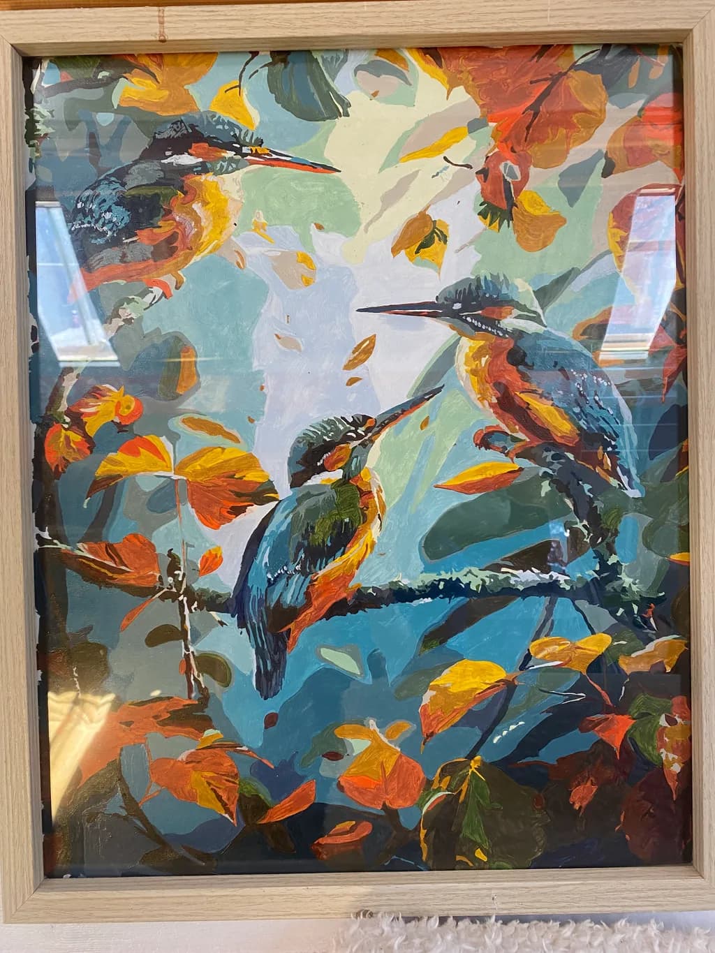 Kingfishers Among Autumn Leaves
