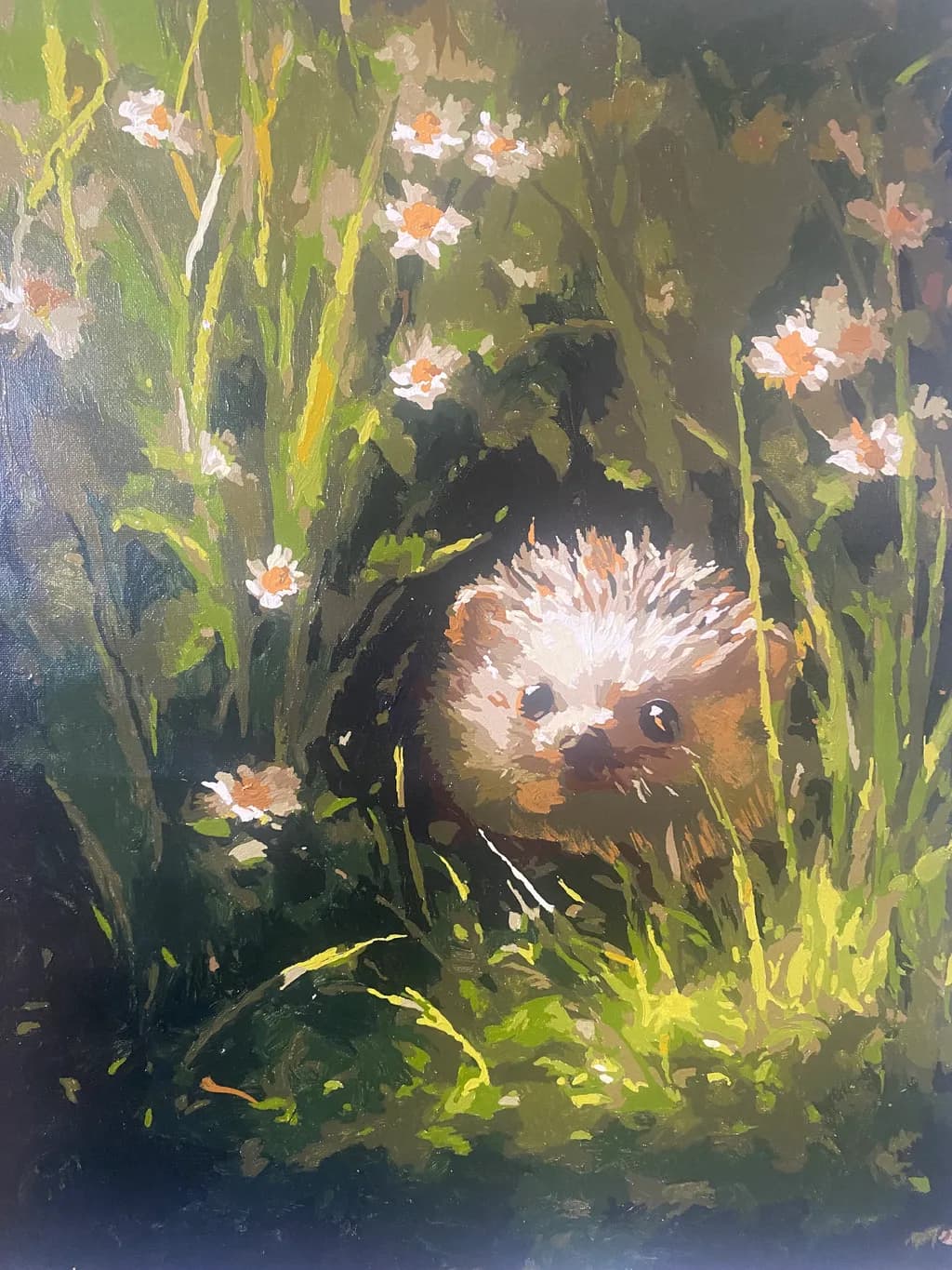 Hedgehog Among Flowers