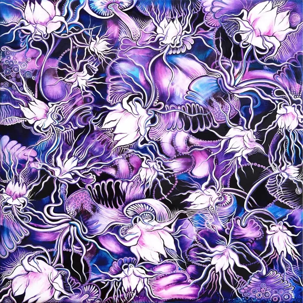Indigo Floral Tangle