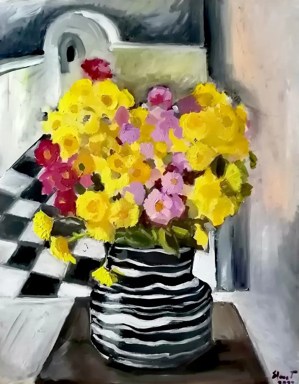 Striped Vase Bouquet