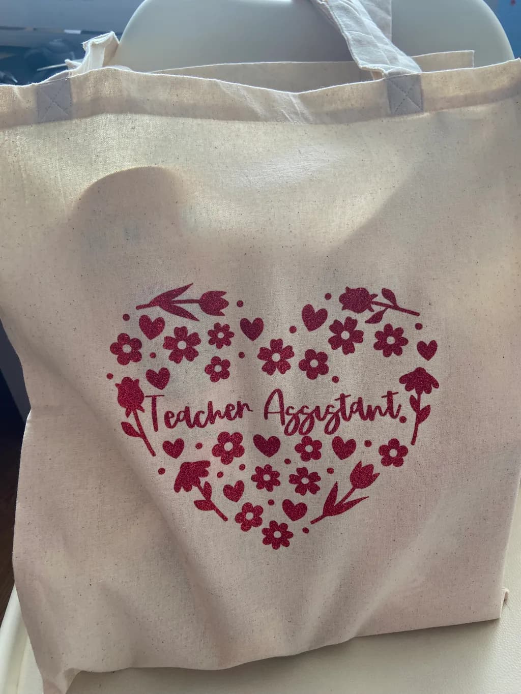 Teacher Assistant Floral Heart Tote