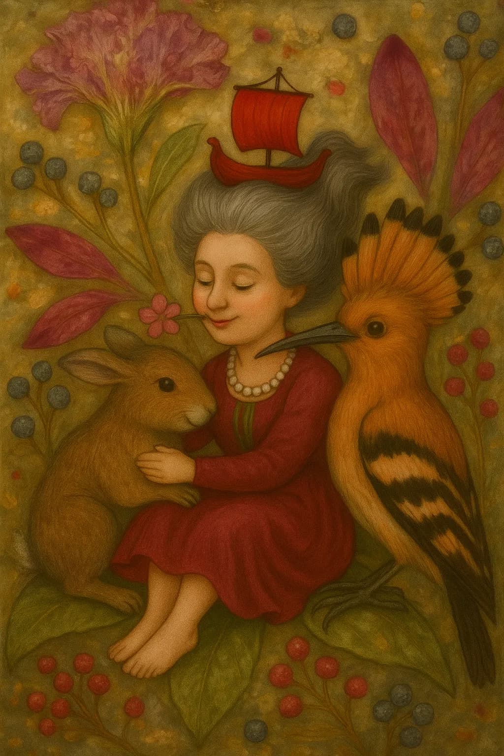 Fox and Woman in the Forest