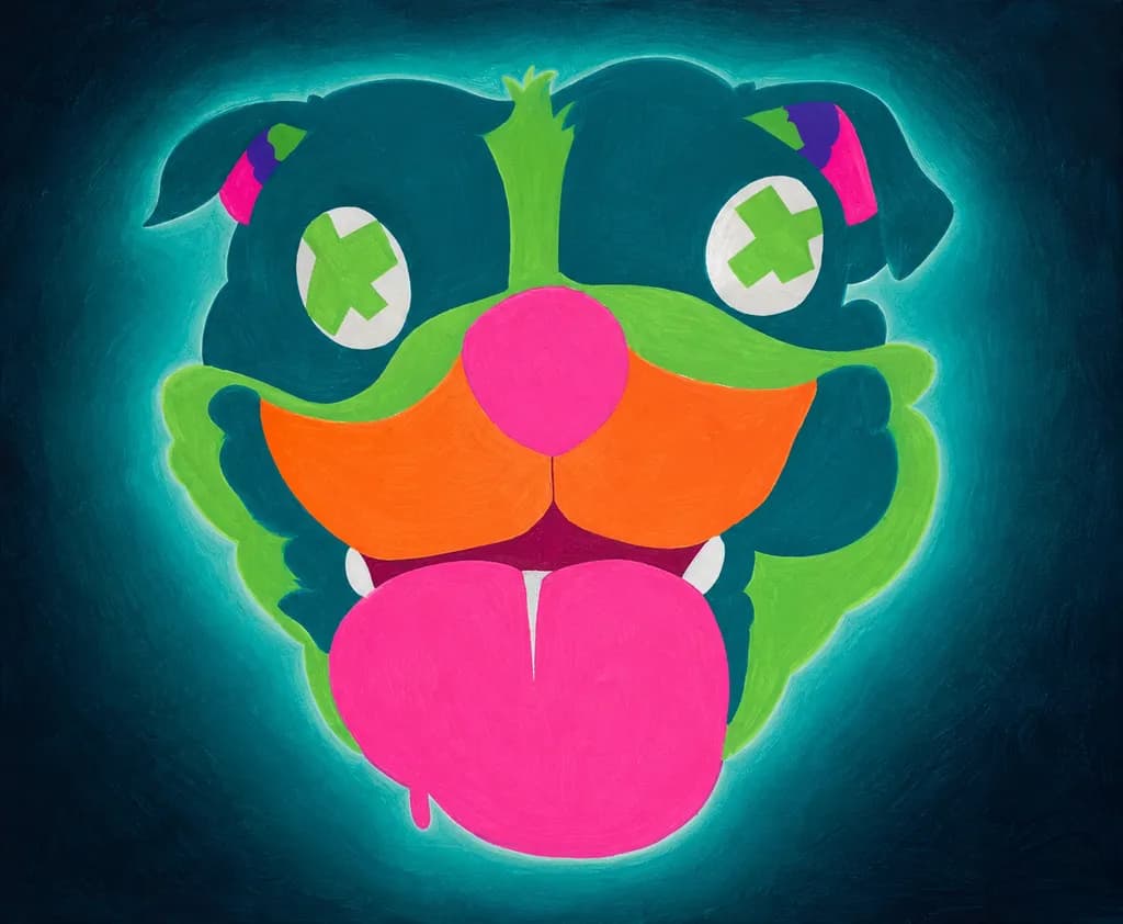 Neon Mustache Pup