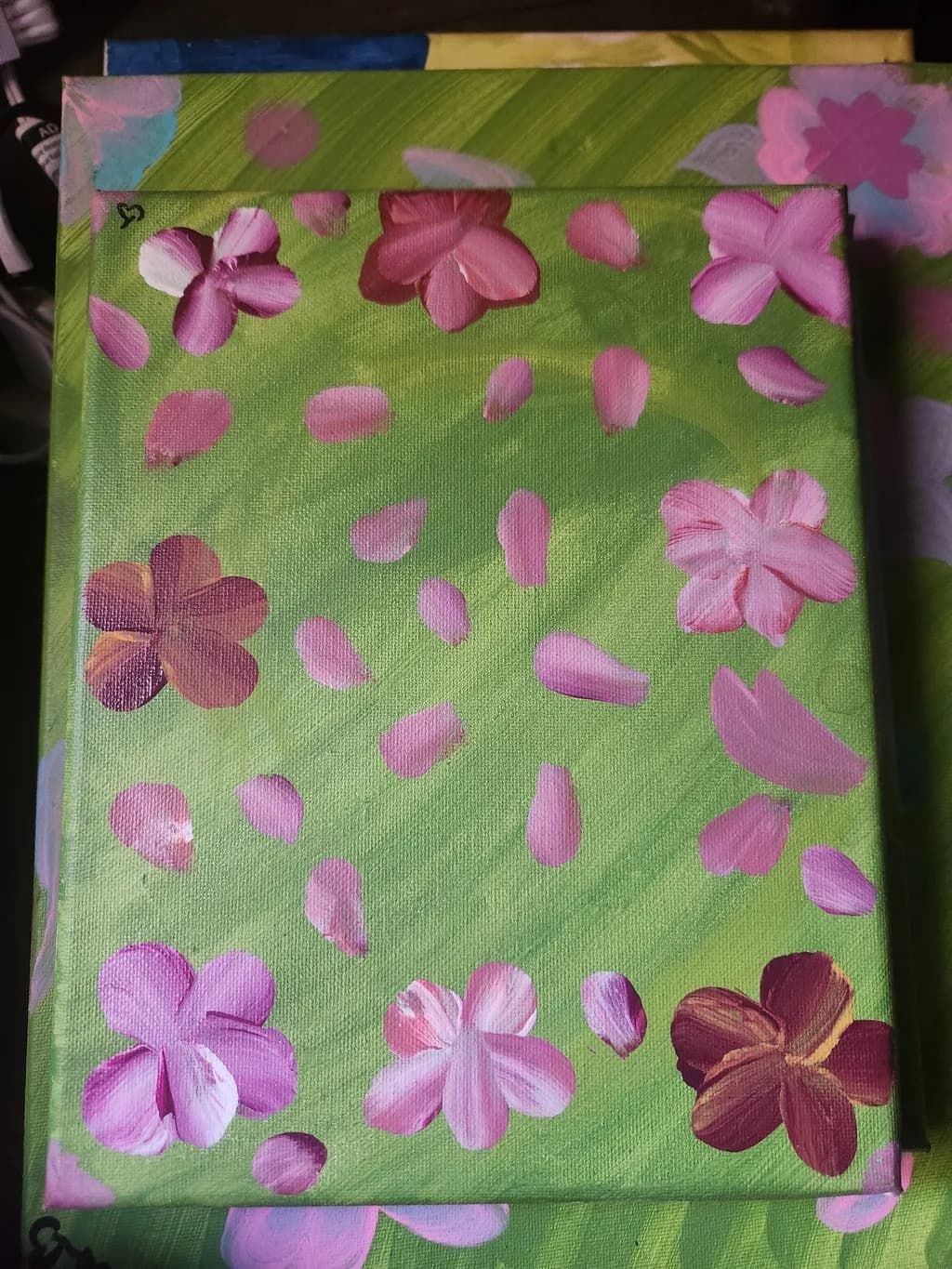 Pink Petals on Green
