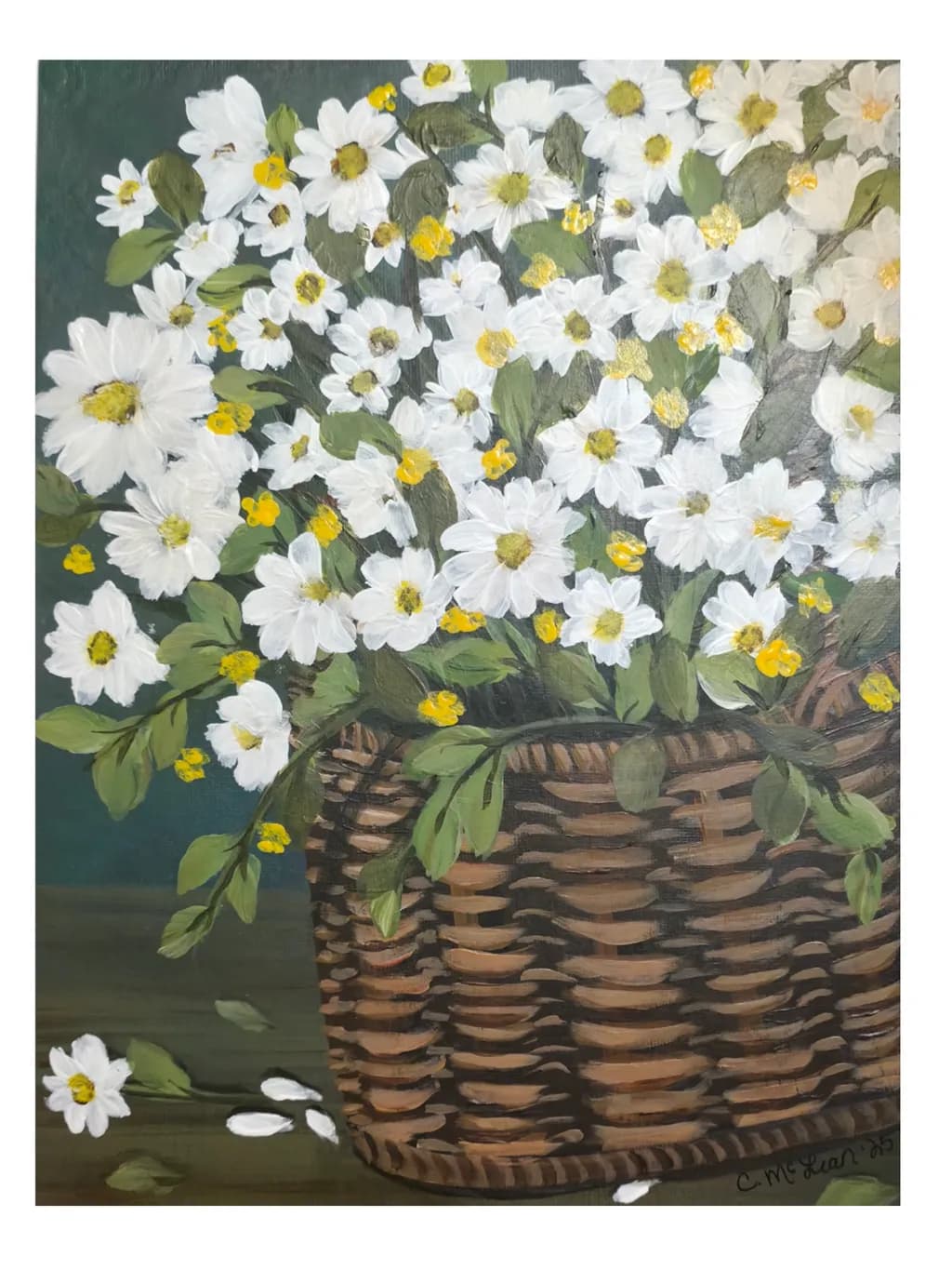 Daisies in a Woven Basket