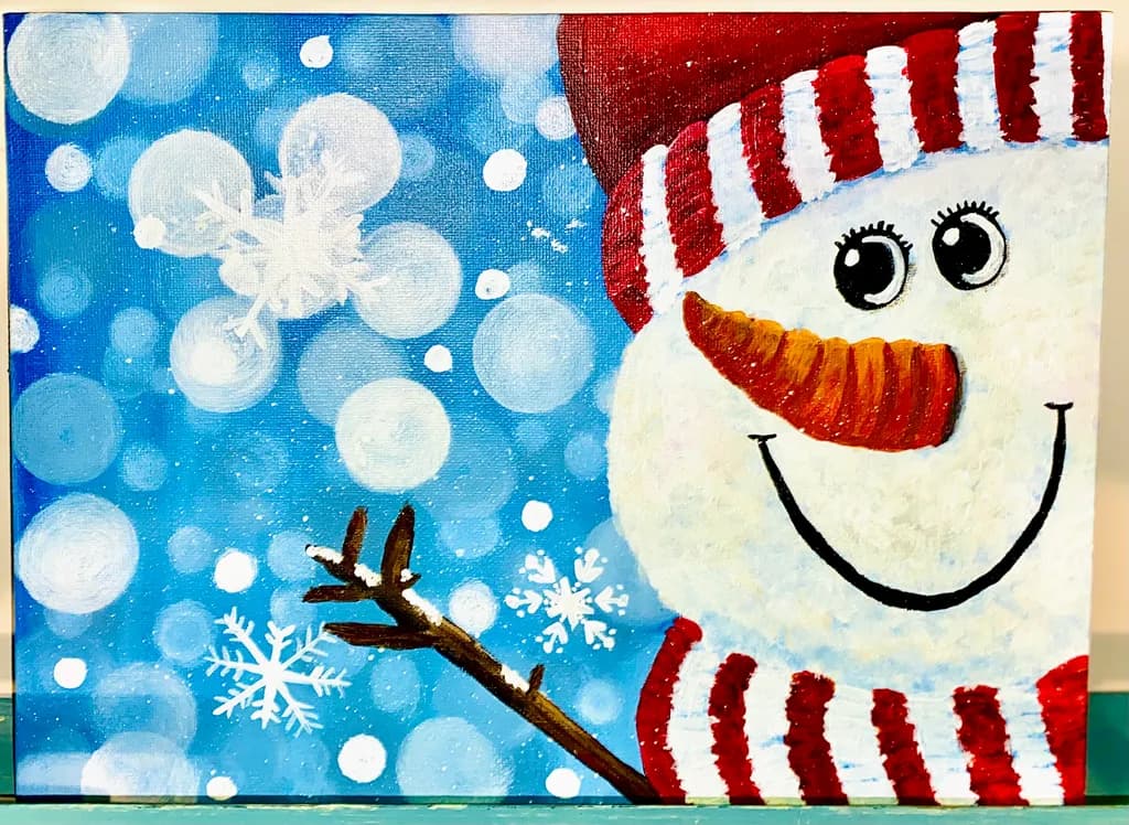 Snowman in Blue Snowfall