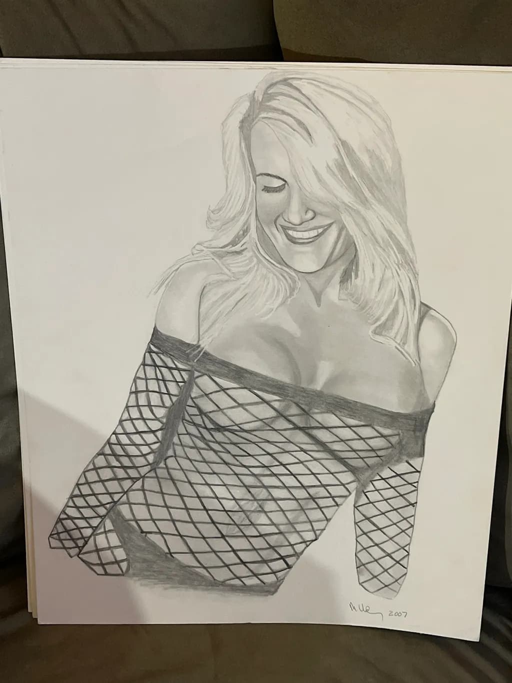 Smiling Woman in Mesh