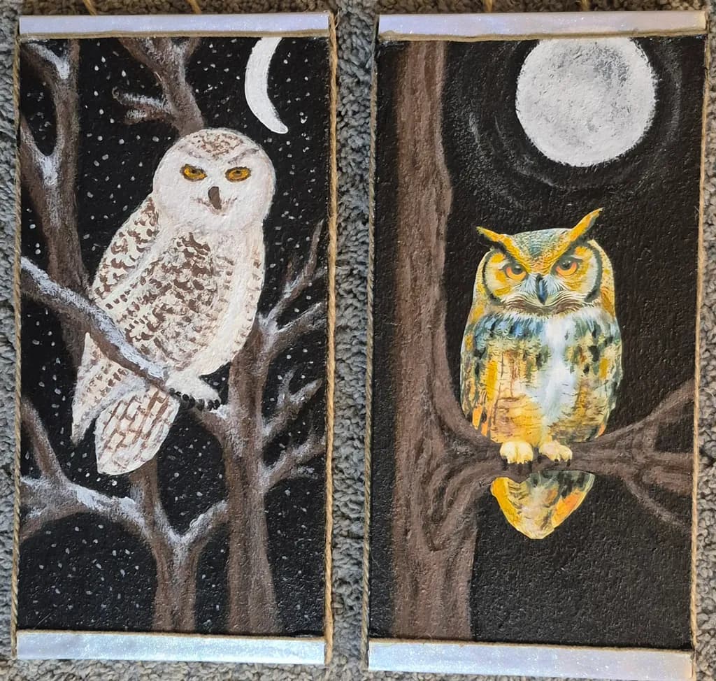 Moonlit Owl Pair