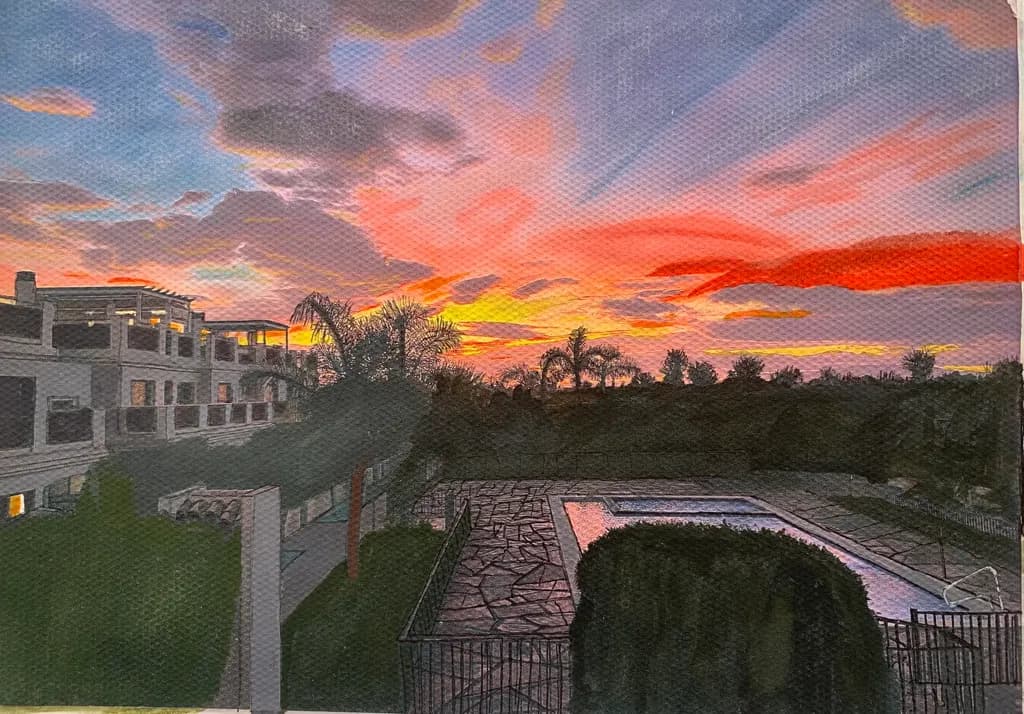 Poolside Sunset Palms