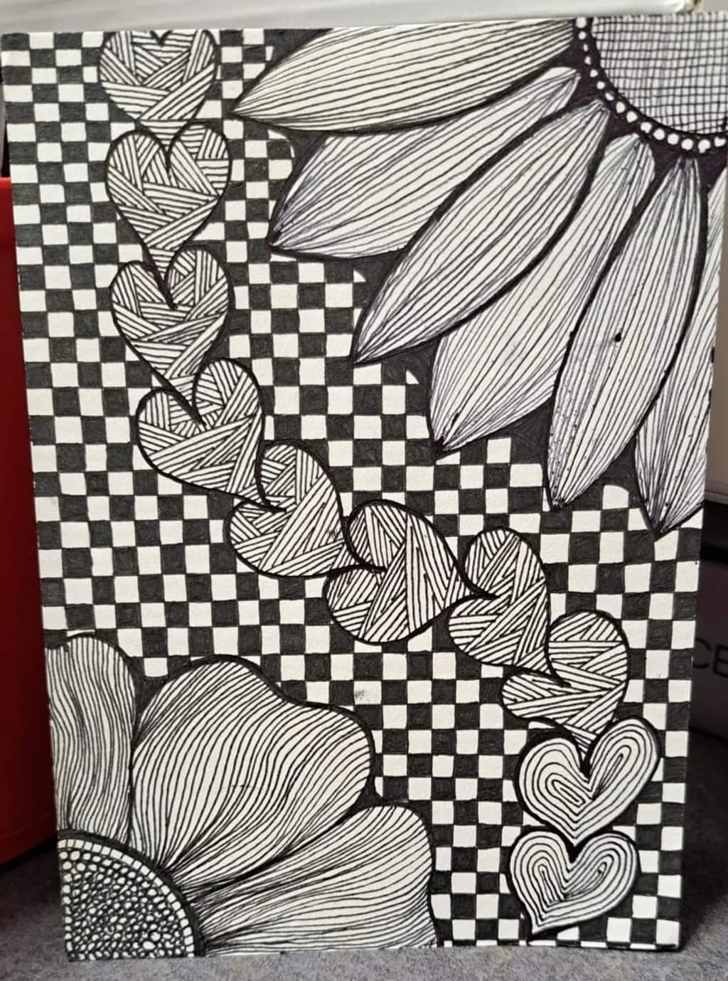 Checkerboard Hearts and Petals