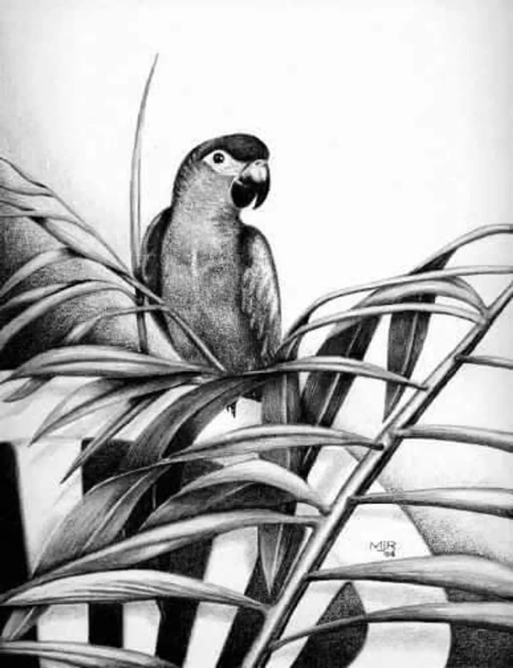 Parrot Among Leaves