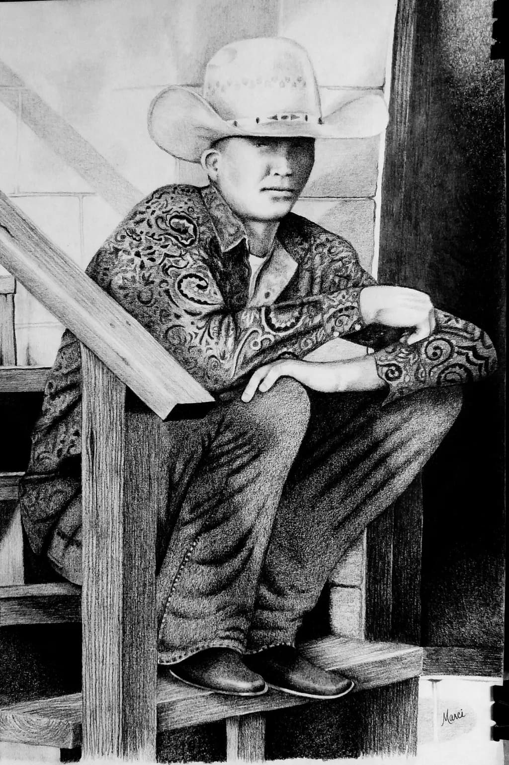 Cowboy on the Stairs