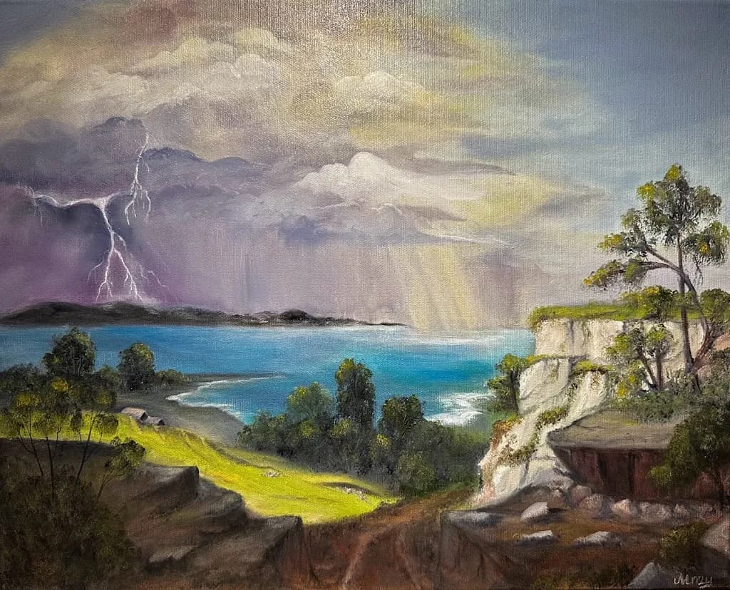 Lightning Over Coastal Cliffs