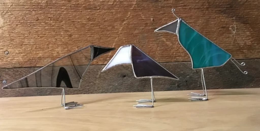 Geometric Glass Bird Trio