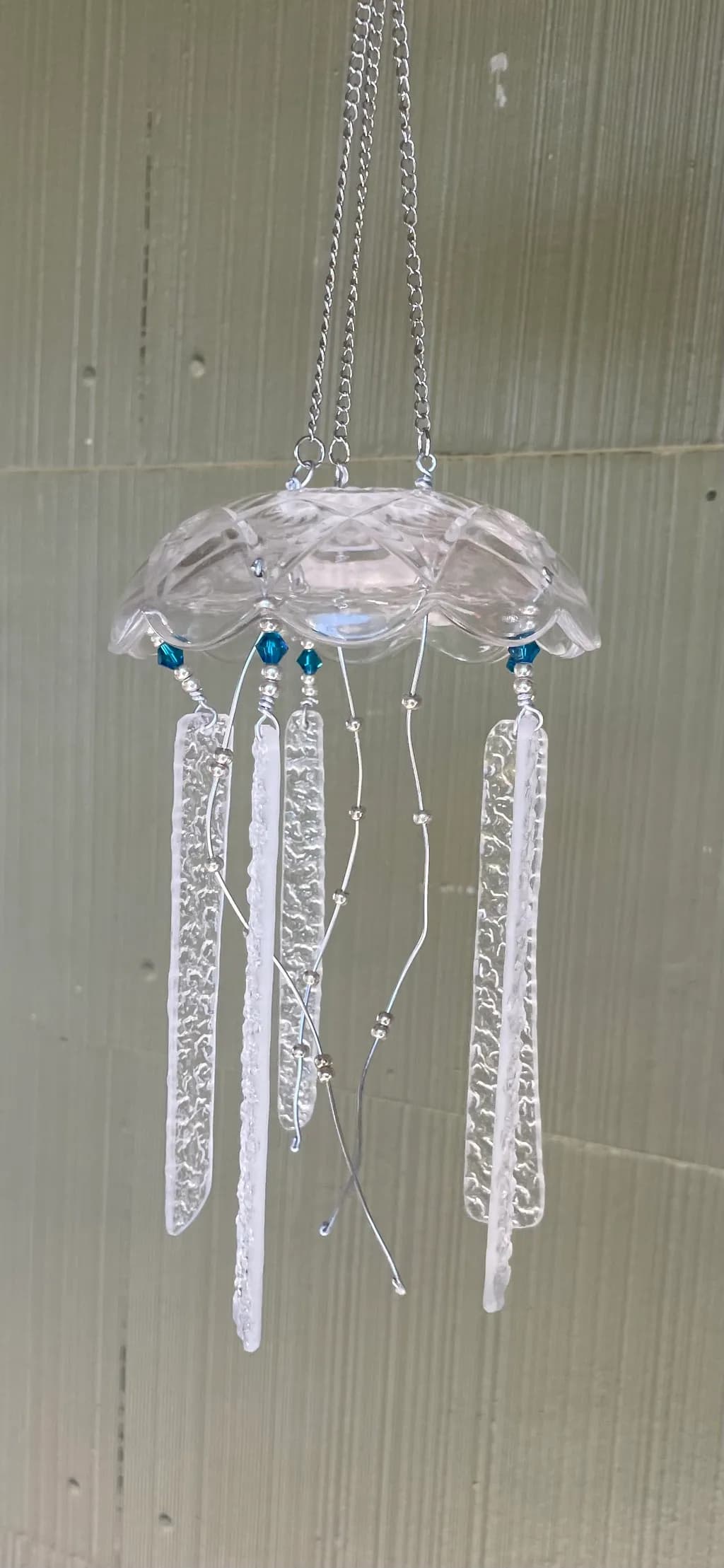 Teal Jellyfish Glass Suncatcher