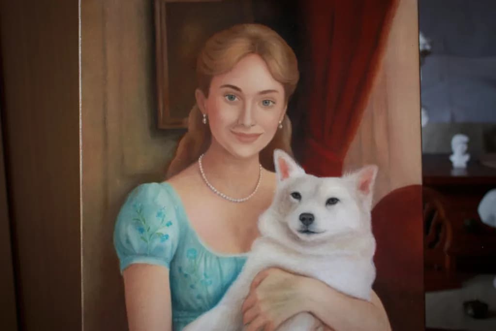 Lady and White Dog