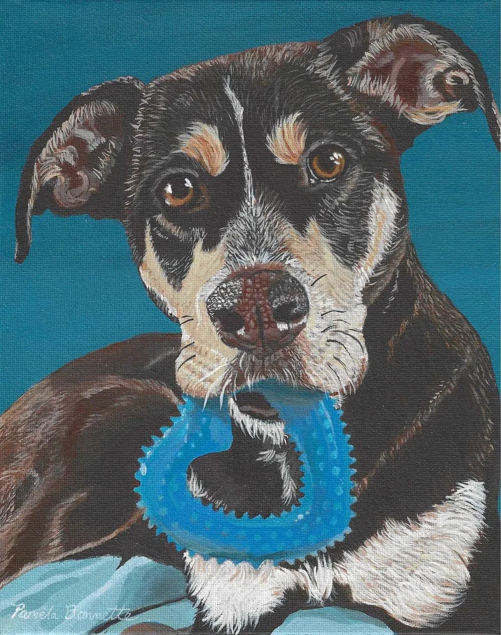Blue Toy Dog Portrait