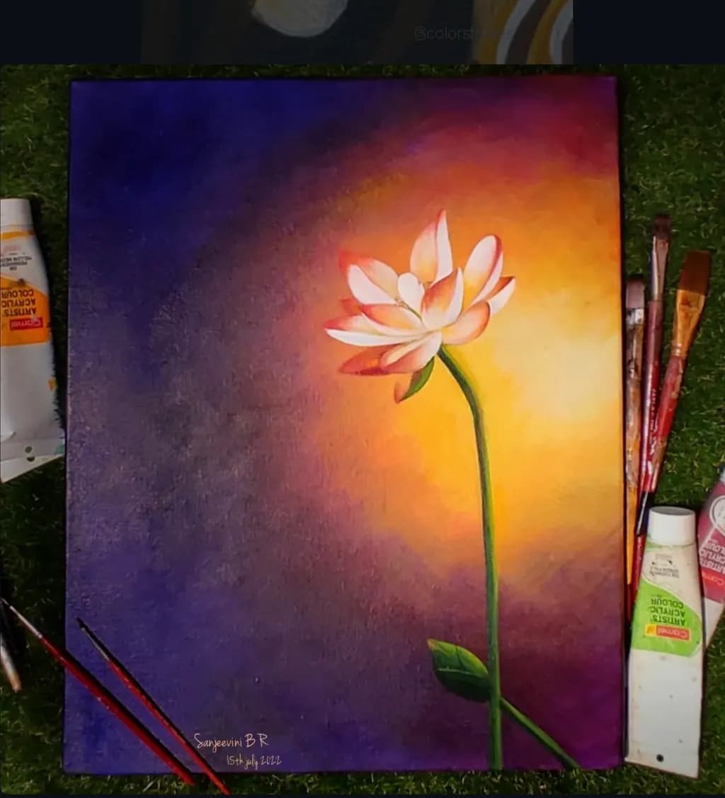 Lotus Against Sunset Glow