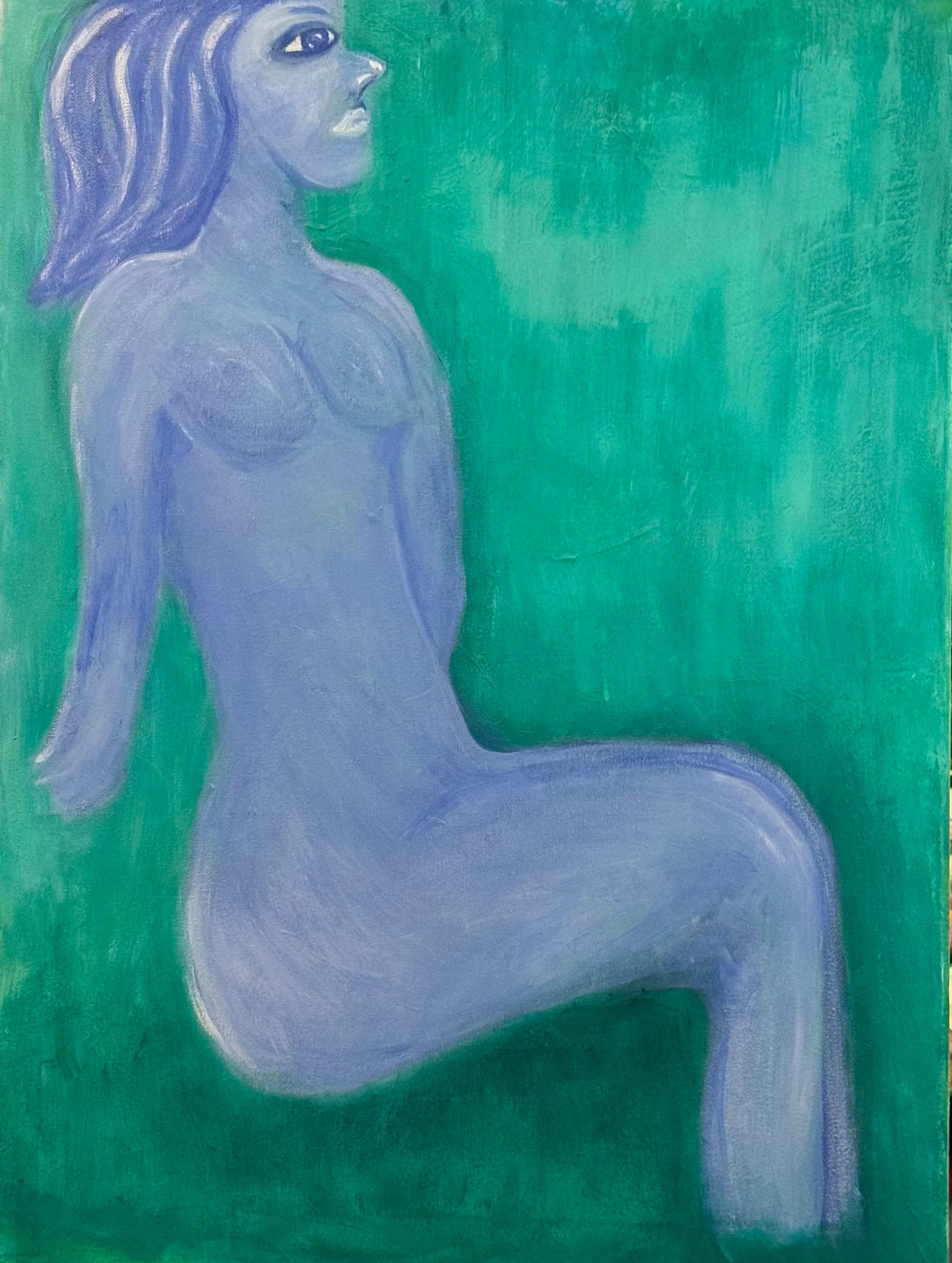Blue Woman in Green