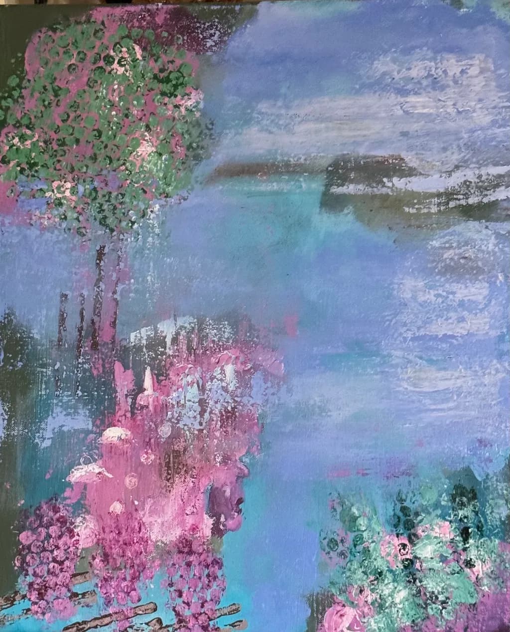 Blossoms Over Blue Water
