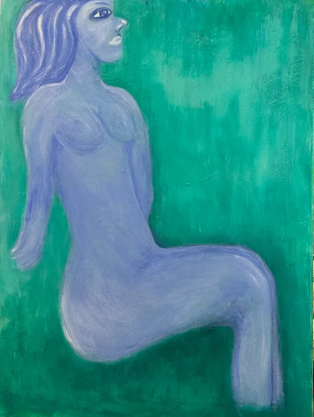 Blue Woman in Green